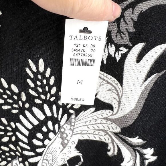 Talbots Floral Bird Print Short Sleeve Sweater - Picture 4 of 5
